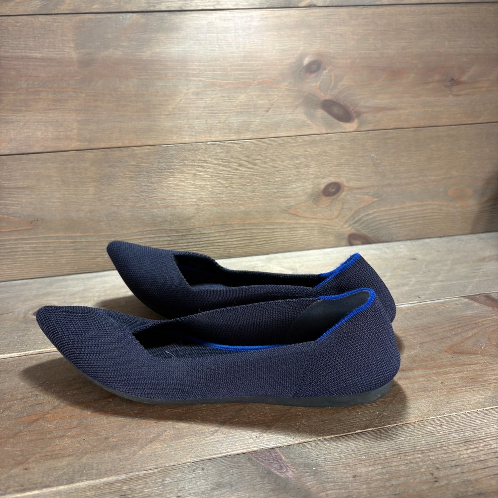 Rothys The Point Womens size 7 shoes blue Knit Pointed Toe Slip On flats